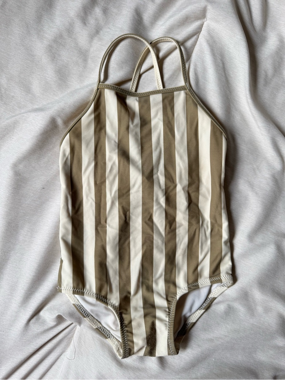 Rylee + Cru Girls One-Piece Swimsuit in Green Stripes